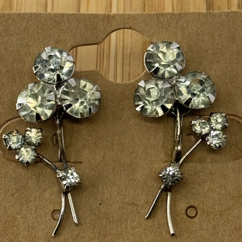 50s Continental Floral Spray screw back clip Earrings